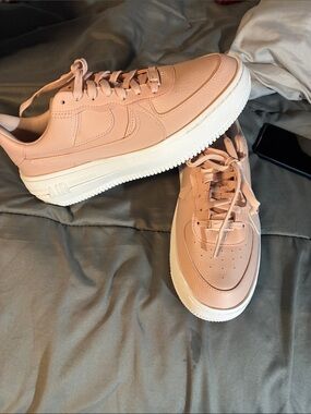Nike Pink Leather Low-Top Sneakers with White Platform Sole